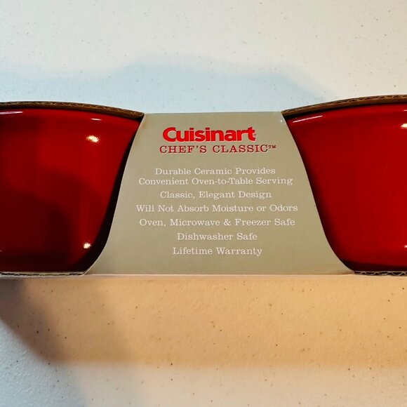 Cuisinart Red Ramekins Chef's Classic Ceramic Bakeware set of 2 ramekins 9 ounce - Picture 8 of 8
